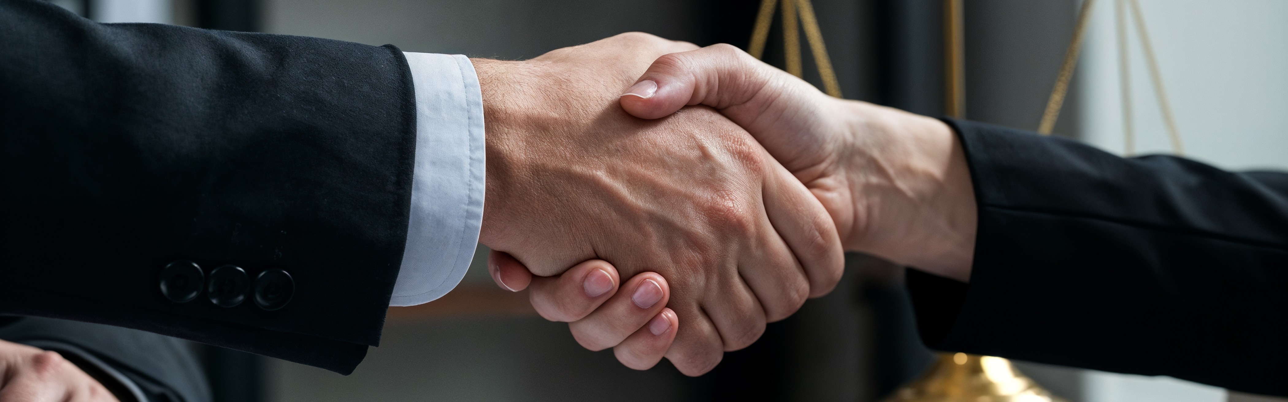 Aperto de mãos representando acordo jurídico